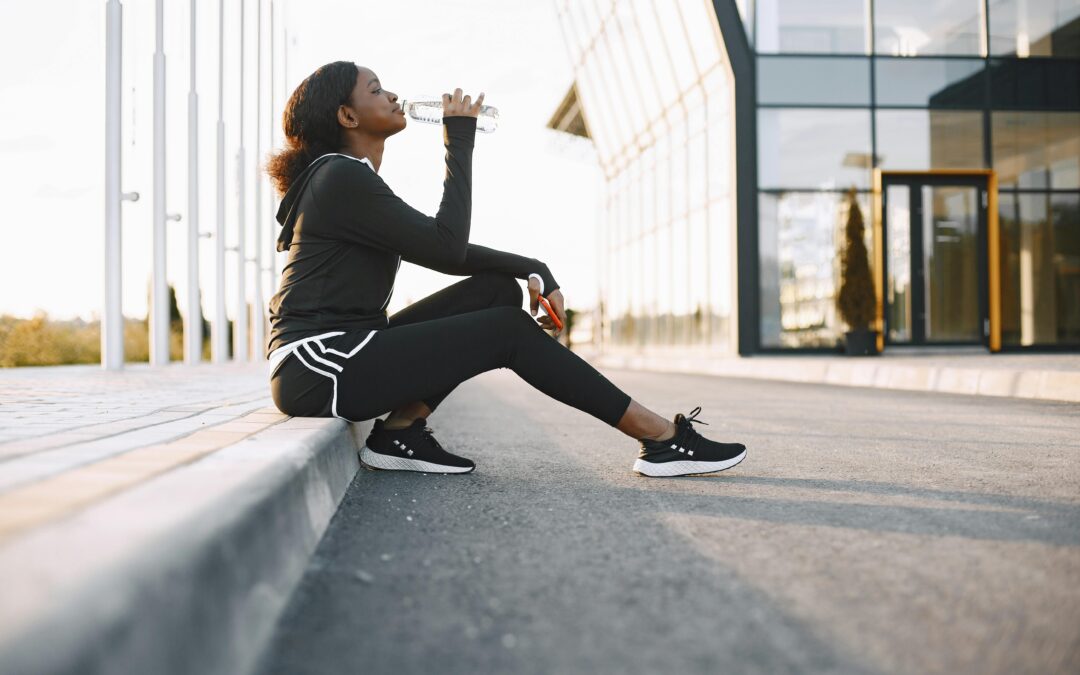 A Woman Drinking a Water